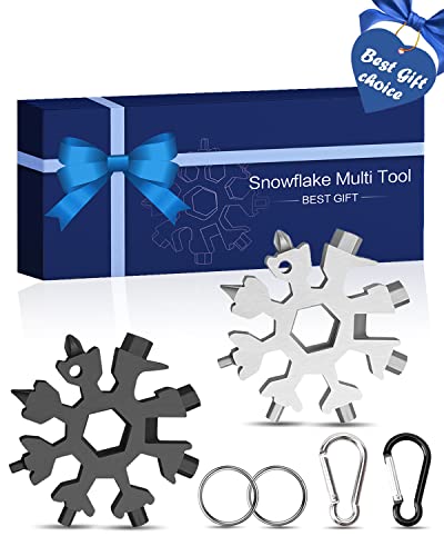 Stocking Stuffers for Men Adults, Gifts for Men, 2 Packs 18-in-1 Snowflake Multitool, Christmas Gifts for Him Dad Husband, White Elephant Gifts for Adults, Cool Gadgets for Women Who Have Everything