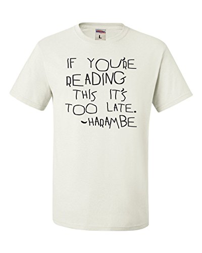 Go All Out Medium White Adult Harambe Written Note T-Shirt