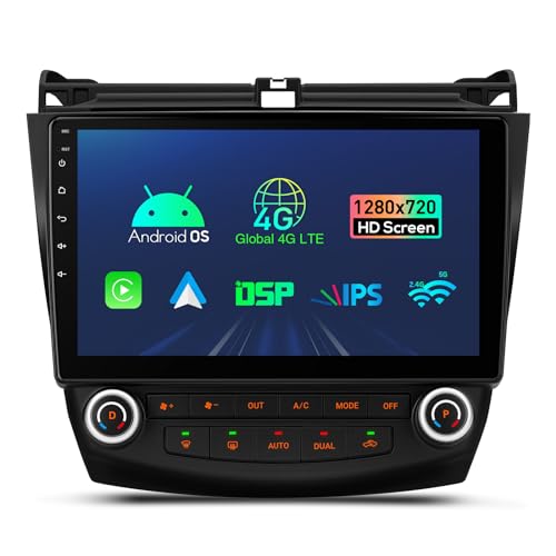 XTRONS Android 13 Car Stereo Radio Player 10.1 Inch IPS Touch Screen GPS Navigation Built-in DSP Car Play Android Auto Bluetooth Head Unit Supports Backup Camera WiFi OBD2 DVR 4G LTE for Honda Accord