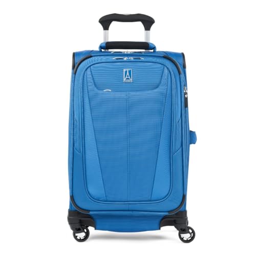 Travelpro Maxlite 5 Softside Expandable Carry on Luggage with 4 Spinner Wheels, Lightweight Suitcase, Men and Women, Azure Blue, Carry On 21-Inch