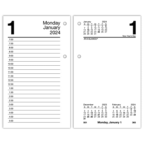 AT-A-GLANCE 2024 Daily Desk Calendar Refill, 3-1/2' x 6', Standard, Loose-Leaf (E7175024)