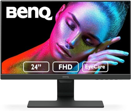 BenQ GW2480 Computer Monitor 24' FHD 1920x1080p | IPS | Eye-Care Tech | Low Blue Light | Anti-Glare | Adaptive Brightness | Tilt Screen | Built-In Speakers | DisplayPort | HDMI | VGA,Black