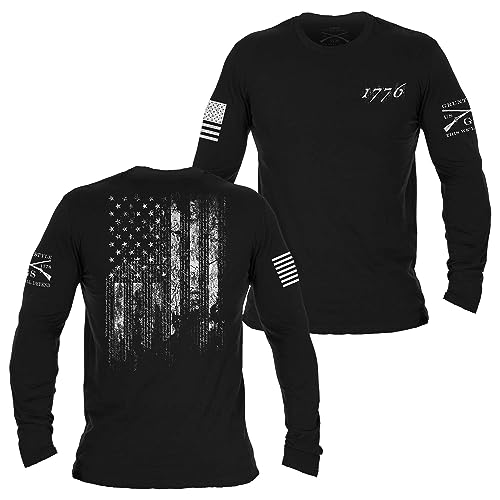 Grunt Style 1776 Flag Long Sleeve T-Shirt (Black,Small)