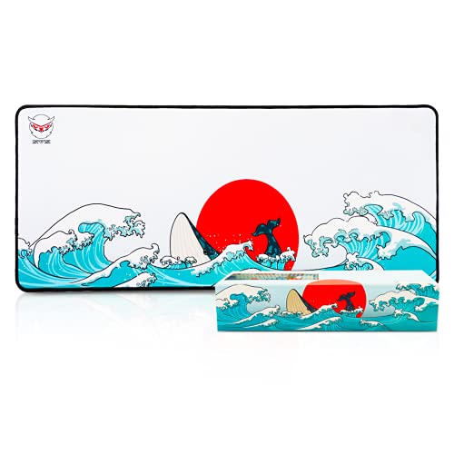 XVX Large Mouse Pad, Coral Sea Gaming Mouse Pad, Waterproof Big Desk Pads 27.6 x 11.8 Inches, Non-Slip Rubber Table Mat for Office Laptop PC Gamer, Kanagawa Surfing MousePads