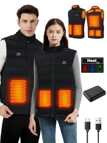Ravsau Heated Vest for Men Women with Battery Pack Included, Lightweight Rechargeable Electric Heating Vest, 3 Heating Levels 8 Heating Zones Warming Jacket for hunting/Fishing