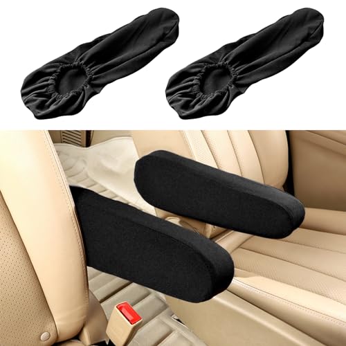 TUTUDOW Universal Size Seat Arm Rest Cover，1 Pair Armrest Cover Armrest Cover, Replacement Car Front Seat Armrest Cover,Car Interior Accessories(Black)