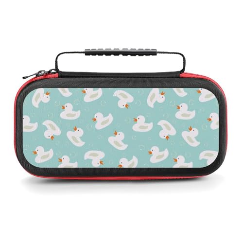 AoHanan Switch Carrying Case White Ducks And Bubbles on Blue Water Switch Game Case with 20 Games Cartridges Hard Shell Travel Protection Storage Case for Console & Accessories
