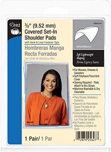 Dritz 3/8' Covered Set Shoulder Pads, 3/8-Inch, White