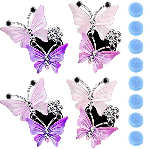 4 Pieces Car Aromatherapy Vent Clips Dual Butterfly Car Air Vent Freshener Perfume Clip Aroma Diffuser Decoration (Pink, Purple)