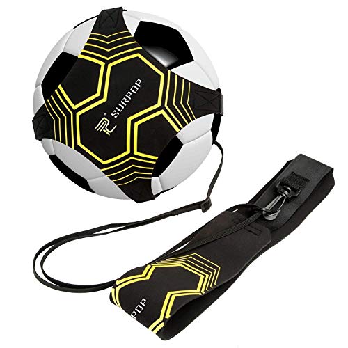 Soccer/Volleyball/Rugby Trainer, Football Kick Throw Solo Practice Training Aid Control Skills Adjustable Waist Belt for Kids Adults (Black)