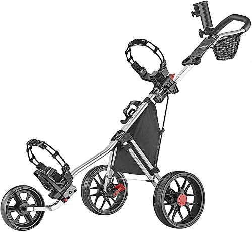 Caddytek CaddyLite 11.5 V3 3 Wheel Golf Push Cart - SuperLite Deluxe, Lightweight, Easy To Fold Caddy Cart Pushcart , Silver , 53.5 x 27 x 45'