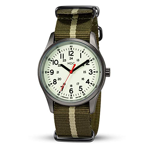 Infantry Glow in The Dark Military Watches for Men Analog Tactical Men's Wrist Watch Luminous Work Outdoor Sport Waterproof Field Wristwatch Green Nylon Band