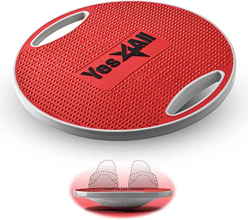 Yes4All Wobble Balance Board/Round Wobble Board – 16.34 inch Plastic Balance Board for Rehabilitation Exercise & Core Strength Training (Red/Gray)
