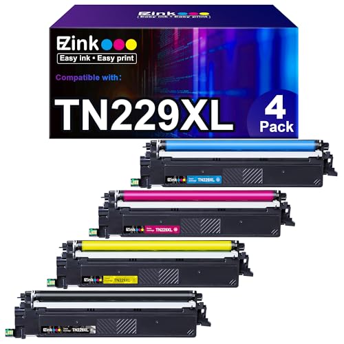 E-Z Ink (TM Compatible Replacement for Brother TN229 TN229XL TN229XXL High Yield to use with MFC-L3780CDW HL-L3280CDW MFC-L3720CDW HL-L3220CDW HL-L3295CDW HL-L8245CDW (TN229XL Toner Cartridge, 4 Pack)
