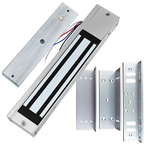 Supreform Outdoor Indoor Waterproof 12VDC 24VDC 600lbs Holding Force Magnetic Door Lock with Z and L Brackets for Access Control Door and Gate Opener, Fail Safe Electromagnetic Door Lock Gate Lock