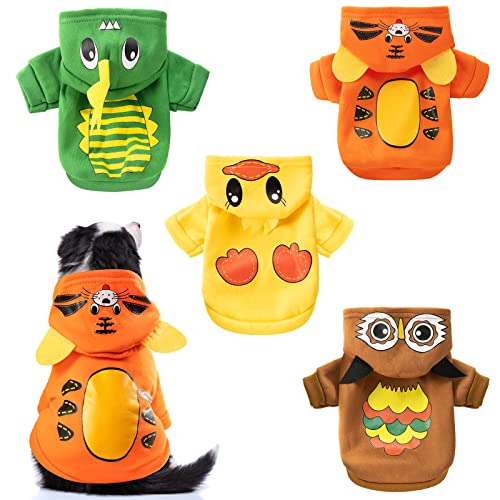 Weewooday 4 Pieces Winter Pet Dog Hoodie Puppy Girl Boy Coat Clothes Fleece Dog Sweaters with Hat Chihuahua Cartoon Sweatshirts Costume Outfit for Small Large Dogs Cats(XS)