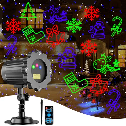 Brighter Laser Christmas Decorations Lights Projector Outdoor, RGB 3 Colors 8 Patterns Christmas Light Show, Holiday Projector for Outside