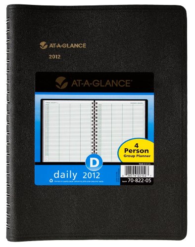 AT-A-GLANCE Recycled Four-Person Group Daily Appointment Book, 8 x 11 Inches, Black, 2012 (70-822-05)