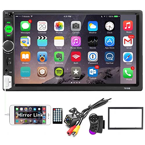 Car Stereo Double Din Bluetooth Car Radio 7 Inch MP5 Player HD Touch Screen FM Radio Audio Receiver AUX in USB TF Card Input UNITOPSCI Multimedia Player Mirror Link with Backup Camera