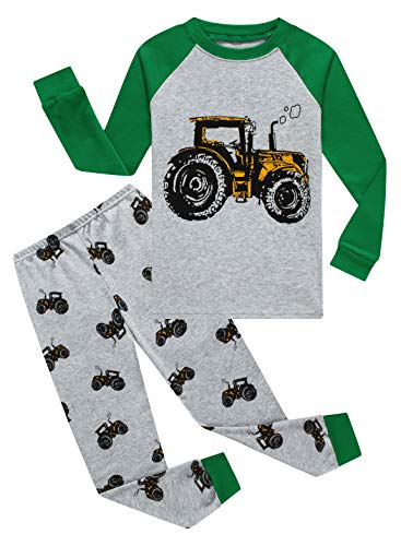 Family Feeling Tractor Boys Long Sleeve Pajamas Sets Cotton Pyjamas Kids Pjs Size 6