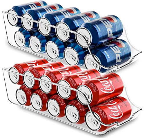 Utopia Kitchen Caddy Can Organizer For Pantry (Pack of 2) - Soda Can Storage Organizer, Fridge & Freezer Organization - Holds Food & Soup Can (Clear)