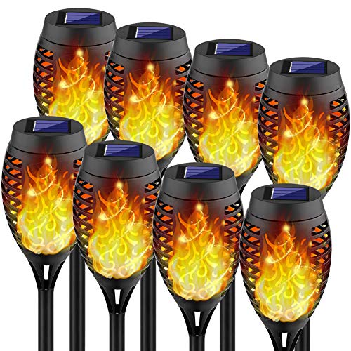 Kurifier Solar Outdoor Lights, 8Pack Torch Light with Flickering Flame, Waterproof Solar Garden Lights for Patio Yard Path, Flame Torches for Outside Décor & Lighting