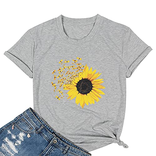 Sunflower Shirts for Women Cute Dandelion Graphics Tshirt Summer Women Short Sleeve Tee Tops