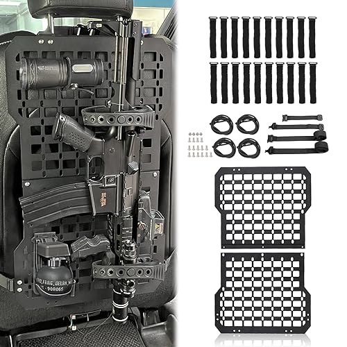 MAIKER Rigid Molle Panels For Vehicles Truck Mount Rack Panel Tactical Seat Back Organizer Adjustable Versatile Panel with Hook and Loop Fasteners & Elastic Rope for Storage Gears Accessories, Black
