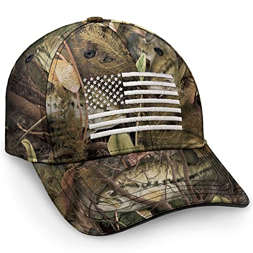 Fishouflage Bass American Flag Fishing Cap - Fishing & Freedom Camo Men's Hat