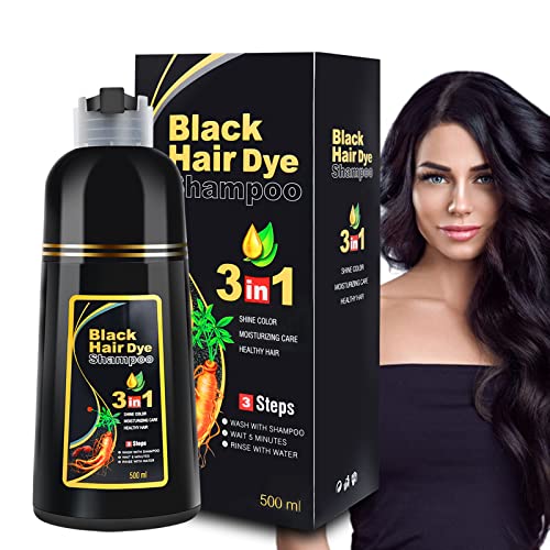 Black Hair Dye Shampoo 3 in 1 for Gray Hair Coverage Hair Color Shampoo for Men and Women, Herbal Hair Dye Shampoo, Instant Black Hair Shampoo Dye