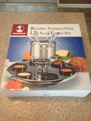 Roshco 16-Piece Stainless Steel Lazy Susan Fondue Set