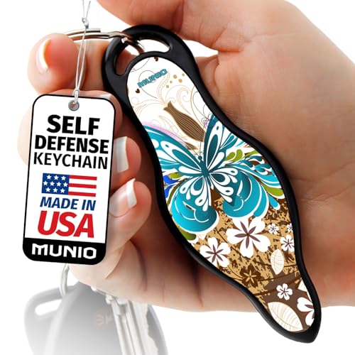 MUNIO Self Defense Keychain Kit – Personal Safety Device, Portable and Legal for Airplane Travel, TSA Approved, Ideal Mother's Day Gift, Made in the USA (Brownie)
