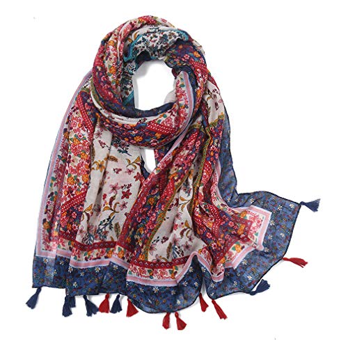 Yeieeo Boho Scarf for Women Lightweight Floral Printed Scarf Fall Winter Fashion Fringed Scarves Wraps Shawl (Floral 11)