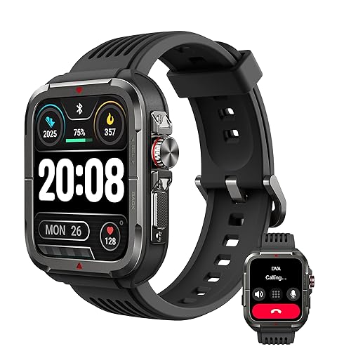 SKG R8 Military Smart Watches for Men (Answer/Make Call) Alexa Built-in, 1.8'' Rugged Bluetooth Tactical Smartwatch for Android iPhone, IP68 Waterproof Fitness Tracker Heart Rate Monitor, 2023 New