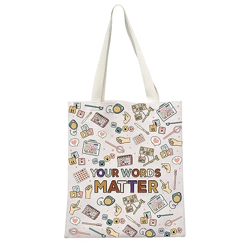 GJTIM Speech Pathology Gift Neurodiversity Bcba Slp Teachers Gift AAC SPED Teacher Inclusion Zipper Pouch Your Words Matter Makeup Bag (Words Matter Tote)