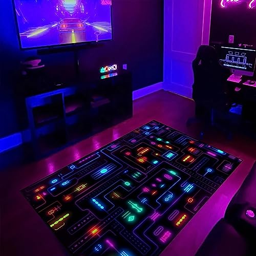 Vintage Arcade Carpet Pattern with Space Invaders NES Game 8-bit Rug, Arcade Carpet for Living Room Full Size (5x8, 4x6, 3x5), Arcade Decor, Gift for Gamers, Video Game