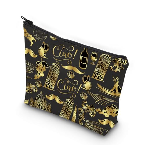 VAMSII Italy Travel Gift Italy Merchandise Gift Italy Traveller Zipper Pouch Makeup Bag (Italy bag)