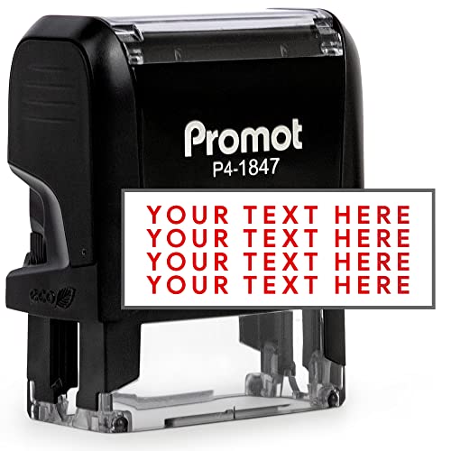 Promot Self Inking Personalized Stamp - Up to 4 Lines of Personalized Text, Custom Address Stamp, Office Stamps, Customized Stamp, Custom Stamps Self Inking with Easy to Change Ink Cartridge (Medium)