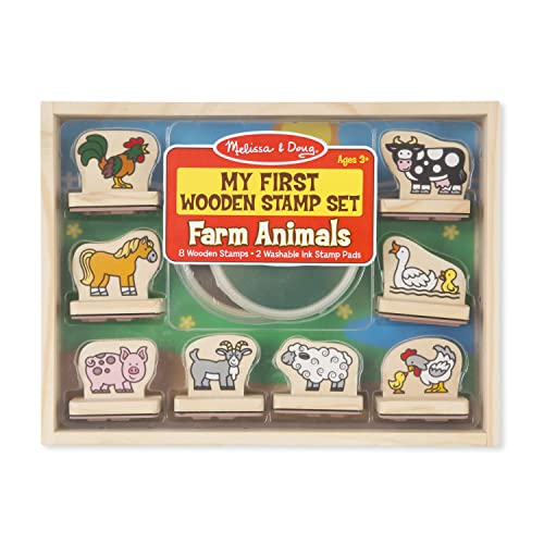 Melissa & Doug My First Wooden Stamp Set - Farm Animals - Art Projects, With Washable Ink, Farm Themed Wooden Stamps For Kids Ages 4+