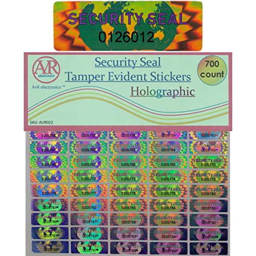 700 Hologram Tamper Evident, Tamper Proof Stickers. Security Seal. Individual Serial Numbers. Tamper Foil Tape Labels. Destroyed Upon Removal with Residual Text Left on Item.… (700 Stickers)