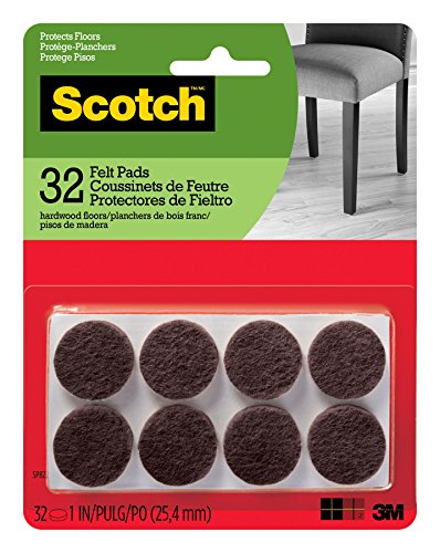 Scotch SP822-NA Brand 3M, Diameter, Brown, 32/Pack Felt Pads, 1' Round, Count