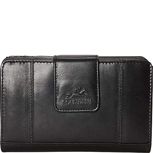 Mancini Leather Goods RFID Secure Medium Clutch Wallet (Black)