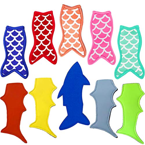 Popsicle Holder Bags Mermaid and Shark Ice Pop Sleeves Freezer Reusable Popsicle Covers 10 Pc
