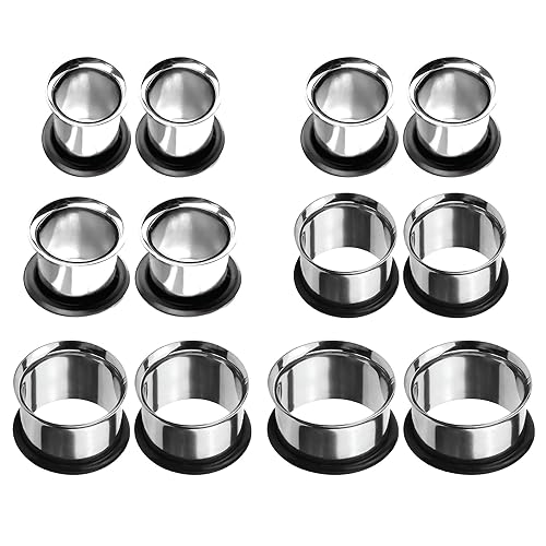 BodyJ4You 12PC Ear Stretching Kit Tunnels - 00G-20mm Big Gauges - Single Flare Flesh Saddle Expanders - Hypoallergenic Surgical Steel - Women Men Unisex