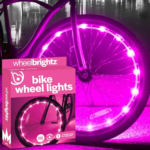 Bike Wheel Lights (1 Tire) Pink Bike Lights for Night Riding Pink Bicycle Lights Front and Rear Bicycle Accessories for Girls Bike Accessories Cool Present Gift 5 6 7 8 9 10 11 12 13 Year Old Girls