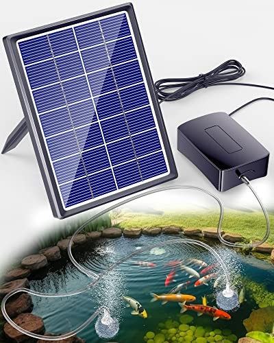 Biling Solar Aerator for Pond with 2200 mAh Battery Backup, 3 Modes Solar Air Pump Hydroponics Air Pump, Solar Powered Pond Aerator Pond Bubbler for Outdoor Fish Pond Stock Tank Aquarium