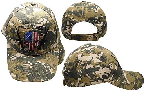 Trade Winds Come and Take It USA Skull & Two Rifles ACU Digital Camouflage Acrylic Adjustable Embroidered Baseball Hat Cap