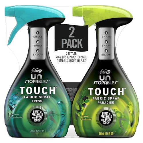 Febreze Unstopables Touch Fabric Spray and Odor Fighter, Fresh & Paradise, 16.9 oz, Pack of 2