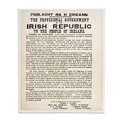 Irish Proclamation Framed Canvas Print Ireland Irish Gift Souvenir Poblacht Na H'Eireann 1916 Easter Rising Republic of Ireland XL Large Size