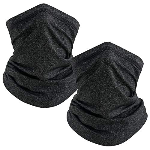TICONN Neck Gaiter Face Cover Scarf, Breathable Sun & Wind-proof for Skiing Fishing Hiking Cycling (Quick Dry, Heather Black)